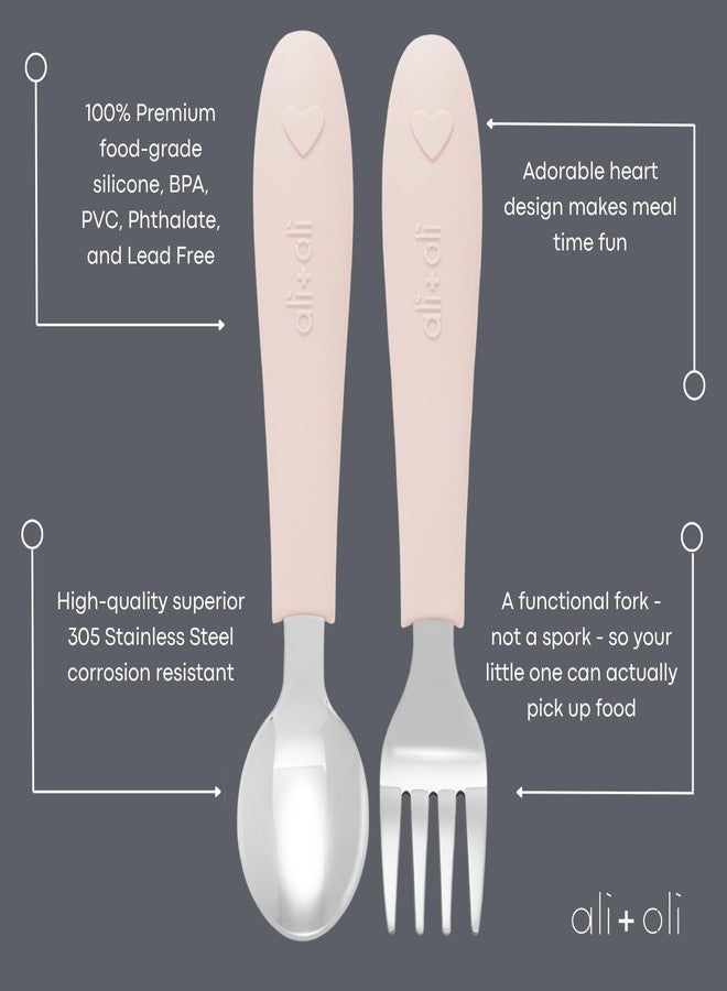 Ali+Oli Toddler Utensils Set (6 Pack) – Stainless Steel Kids Silverware with Soft Silicone Handles, BPA Free Baby Forks and Spoons, Durable Children Flatware Dishwasher Safe for Self Feeding (Hearts) - Image 4